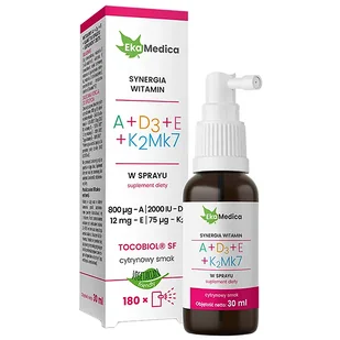 EkaMedica Synergia witamin A + D3 + E + K2MK7, spray, 30 ml - Witaminy i minerały - miniaturka - grafika 1