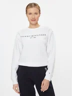 Bluzy damskie - Tommy Hilfiger Bluza Logo WW0WW39791 Biały Regular Fit - miniaturka - grafika 1