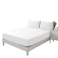 Prześcieradła - Prześcieradło z gumką JERSEY 180x200 POLSKIE GRUBE BIAŁE - miniaturka - grafika 1