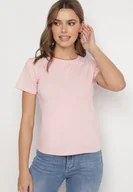 Koszulki i topy damskie - Różowy Klasyczny T-shirt z Bawełny Lorali - miniaturka - grafika 1