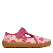 Buty dla dziewczynek - Kapcie Froddo Barefoot Canvas T-Bar G1700439-4 S Różowy - miniaturka - grafika 1