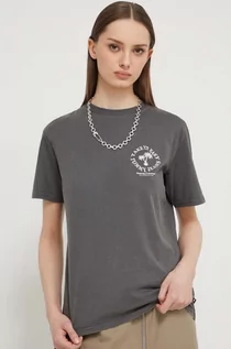 Koszulki sportowe damskie - Tommy Jeans t-shirt bawełniany damski kolor szary - grafika 1