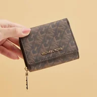 Portfele - Michael Kors SM Trifold ZA portfel, torebka damska, Brn/Bagaż - miniaturka - grafika 1