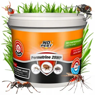 Proszek Preparat Środek Oprysk na Kleszcze Komary Muchy Meszki Pluskwy Rybiki Mrówki i Inne Owady 1kg/400L Permetrine 25WP - Zwalczanie i odstraszanie szkodników - miniaturka - grafika 1