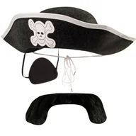 Dodatki do strojów karnawałowych - Strój Kostium Pirata Korsarz Kapelusz Broda Wąsy Opaska Jack Sparrow - miniaturka - grafika 1