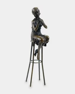 Kobieta w Turbanie Siedząca na Stołku Rzeźba z Brązu - Figurki dekoracyjne - miniaturka - grafika 1