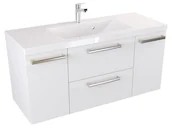 Szafki łazienkowe - Szafka Wisząca Z Umywalką ATH 100 cm D - Biały Mat - Uchwyty Stal Szczotkowana - miniaturka - grafika 1