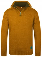 Swetry męskie - MODNY SWETER MĘSKI GOLF PÓŁZAMEK MUSZTARDOWY - XXL - miniaturka - grafika 1