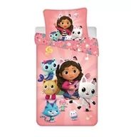 Pościel dla dzieci - Jerry Fabrics Pościel bawełniana 140x200 Koci domek Gabi różowa poszewka 70x90 Gabby s Dollhouse JF 02 - miniaturka - grafika 1