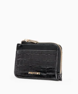 PUCCINI Mały portfel damski ze skóry ekologicznej crocco czarny - Puccini - Portfele - miniaturka - grafika 1