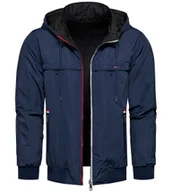 Kurtki męskie - Kurtka męska dwustronna wiatrówka z odczepianym kapturem granatowa Recea - miniaturka - grafika 1