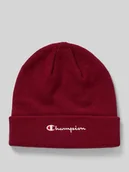 Czapki męskie - Czapka beanie z szerokim brzegiem i wyhaftowanym logo - miniaturka - grafika 1
