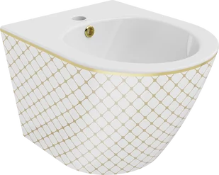 Mexen Lena bidet wiszący, biały/złoty wzór kratka - 35224809 - Bidety - miniaturka - grafika 1