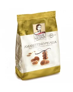 Vicenzi Amaretto MINI - chrupiące tradycyjne ciasteczka włoskie, wytwarzane z wewnętrznej części pestek moreli. Zawartość  pestek moreli 20%. 100g - Ciastka - miniaturka - grafika 1