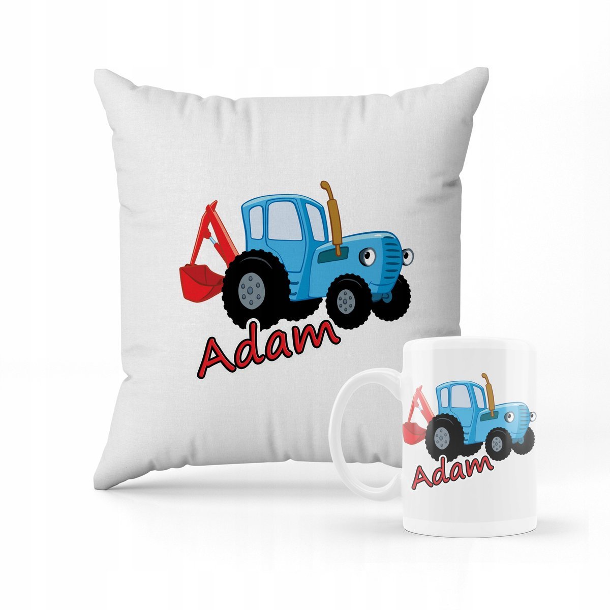 ZESTAW PODUSZKA + KUBEK Traktor + IMIĘ
