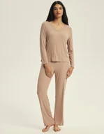 Piżamy damskie - Piżama damska długi rękaw Jenius 3 Esotiq beżowy XL - miniaturka - grafika 1