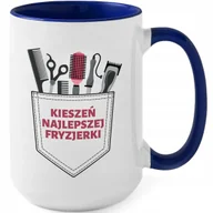 Kubki - Kubek Z Nadrukiem PREZENT DLA NAJLEPSZEJ FRYZJERKI Biało Granatowy - miniaturka - grafika 1