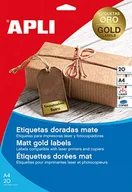 Etykiety do drukarek - agipa 14888 etykiety, 210 x 297 mm, złote - miniaturka - grafika 1