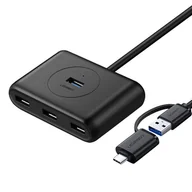 Kable USB - Ugreen rozdzielacz HUB 4x USB 3.0 port USB Typ C kabel 1m czarny (CR113 40850) - miniaturka - grafika 1