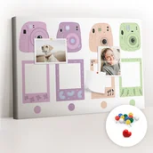 Tablice i flipcharty - Szkolna Tablica korkowa 60x40 cm, Kolorowe Pinezki, wzór Zestaw aparatów - miniaturka - grafika 1