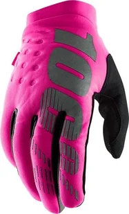 100% Rękawiczki 100% BRISKER Women's Glove neon pink black roz. L długość dłoni 181-187 mm NEW - Rękawiczki rowerowe - miniaturka - grafika 1