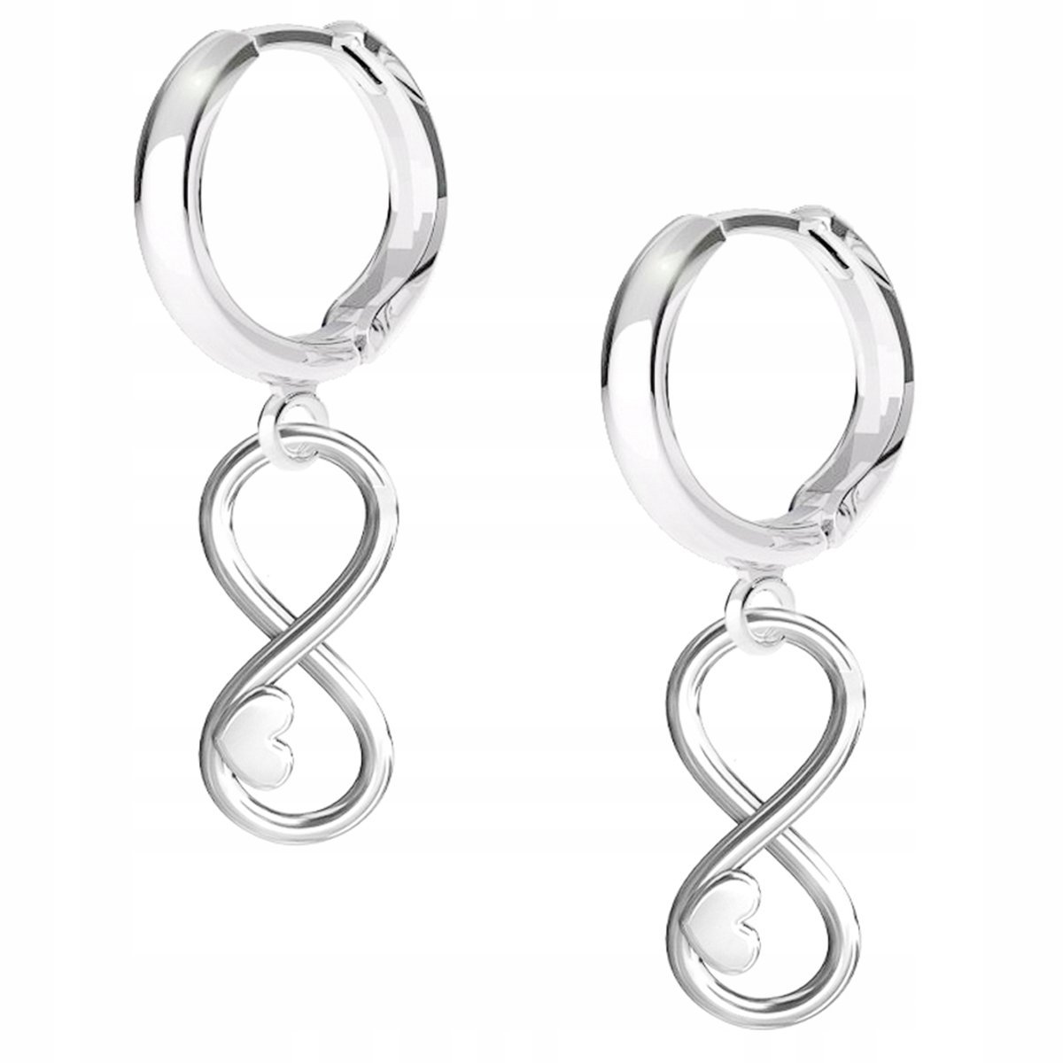 Kolczyki srebrne nieskończoność Serce 925
