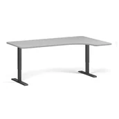 Biurka - Stół z regulacją wysokości, 1 silnik, 745 - 1235 mm, lewy/prawy, blat 1800x1200 mm, podstawa czarna, szary - miniaturka - grafika 1