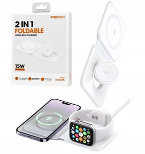 SKŁADANA ŁADOWARKA BEZPRZEWODOWA QI DO IPHONE 15 14 13 12 / WATCH 15W RECCI - Ładowarki do telefonów - miniaturka - grafika 1