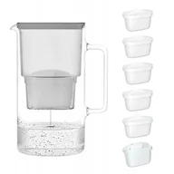 Dzbanki filtrujące - Wessper AquaMax Crystalline 2,5L Szary szklany dzbanek filtrujący z 6 wkładami - miniaturka - grafika 1