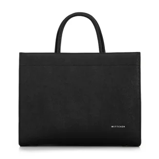 Damska shopperka ze skóry saffiano czarno - srebrna - Torebki damskie Damska shopperka ze skóry saffiano czarno - srebrna - Torebki damskie - miniaturka - grafika 1