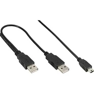 Kable USB - InLine Kabel USB 2x USB A/Mini USB 5pin 1m Czarny 33107X - miniaturka - grafika 1