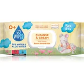 Chusteczki nawilżane - GoWipes Cleanse & Cream Sweet Almond Milk delikatne nawilżane chusteczki dla dzieci do skóry wrażliwej aloe vera 0+ 50 szt. - miniaturka - grafika 1
