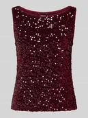 Koszulki i topy damskie - Top cekinowy o kroju regular fit z aksamitu model ‘KAM’ - miniaturka - grafika 1