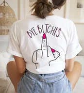 Koszulki i topy damskie - Biały T-shirt damski bye - miniaturka - grafika 1