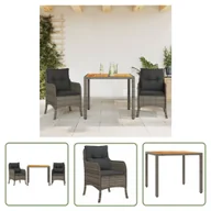 Meble ogrodowe - The Living Store 3-cz. zestaw mebli ogrodowych z poduszkami - szary rattan PE - Meble Ogrodowe - miniaturka - grafika 1
