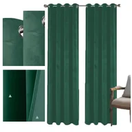 Zasłony - Zasłony welurowe butelkowa zieleń na PRZELOTKACH 140x250 - miniaturka - grafika 1