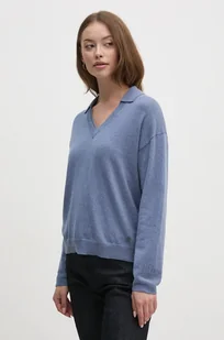 Pepe Jeans sweter z domieszką wełny ISELA POLO damski kolor niebieski lekki PL702222 - Swetry damskie - miniaturka - grafika 1