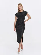 Spódnice - Spódnica midi z błyszczącej tkaniny - miniaturka - grafika 1