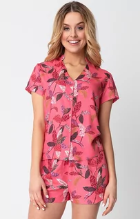 Piżamy damskie - LA105/2 Spodenki od piżamy z nadrukiem, Kolor różowy-wzór, Rozmiar L, LaLupa - grafika 1