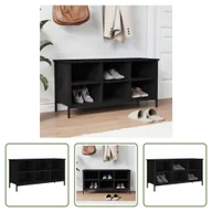 Szafki na buty - The Living Store Stojak na buty czarny 100x35x50 cm materiał drewnopochodny - miniaturka - grafika 1