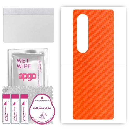 folia naklejka skórka strukturalna na TYŁ do Samsung W23 - Carbon Pomarańczowy - apgo SKINS