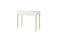 Konsole i sekretarzyki - Nowoczesna konsola/toaletka Nicole - biały mat / złote nóżki - miniaturka - grafika 1