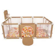 Łóżeczka i kojce - Selonis Boisko BO-100X z piłeczkami 6cm beżowy: żółty-pomarańcz-pastelowy beż-biały 180x122x62/100piłek Zabawka kojec - miniaturka - grafika 1