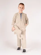 Bluzy dla chłopców - Chłopięca bluza bomberka beżowa Nicol,r.104 - miniaturka - grafika 1