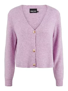 PIECES Damski kardigan NOOS BC PCELLEN LS Knit Cardigan z dzianiny, fioletowy różowy, L - Swetry damskie - miniaturka - grafika 1