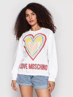 Bluzy damskie - Love Moschino Bluza W630651E 2340 Biały Regular Fit - grafika 1