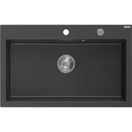 Zlewozmywaki - Mexen Elix zlewozmywak granitowy 1-komorowy 800 x 500 mm, czarny nakrapiany, syfon chrom - 6527801005-76 - miniaturka - grafika 1
