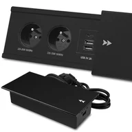 Gniazdka elektryczne - Gniazdo Nablatowe Chowane W Blat Aluminium Przesuwane + 2X Usb + Usb C - miniaturka - grafika 1