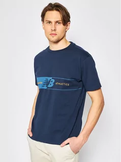 Koszulki męskie - New Balance T-Shirt Keylinet MT01510 Granatowy Relaxed Fit - grafika 1