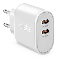 Ładowarki do telefonów - Ładowarka sieciowa SBS 2xUSB-C 35W Biały TETR2CPD35W - miniaturka - grafika 1